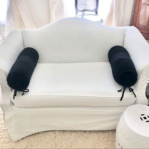 Pair of Velvet Bolo Pillows with Embroidery 18x7.5